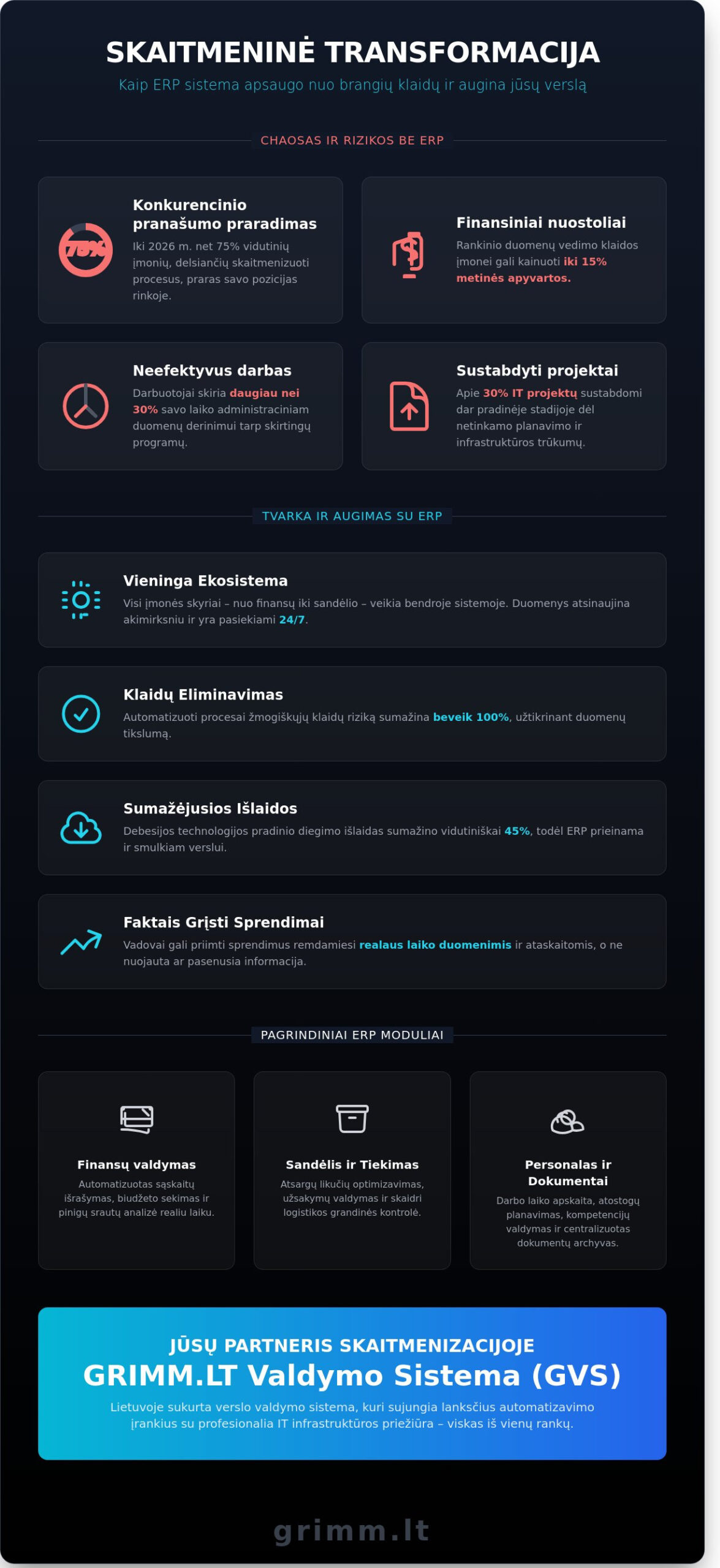 ERP sistema verslui Visapusiškas gidas nuo A iki Ž 2026-aisiais - Infographic - Čia prasideda tikroji IT pagalba